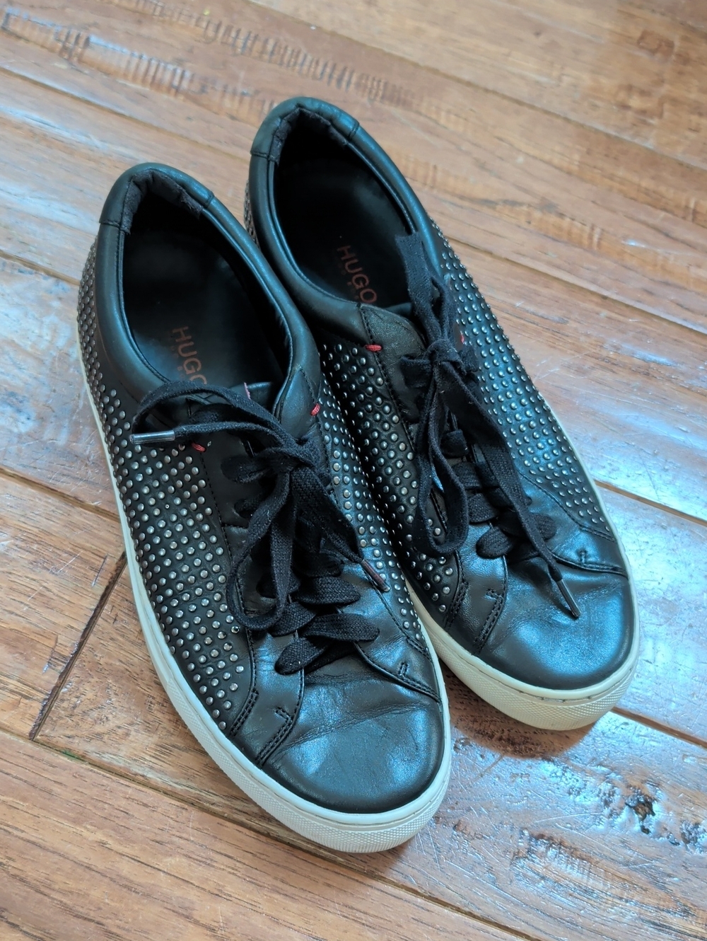 Hugo Boss Black Studded Parkour Leather Lace-Up Sneakers